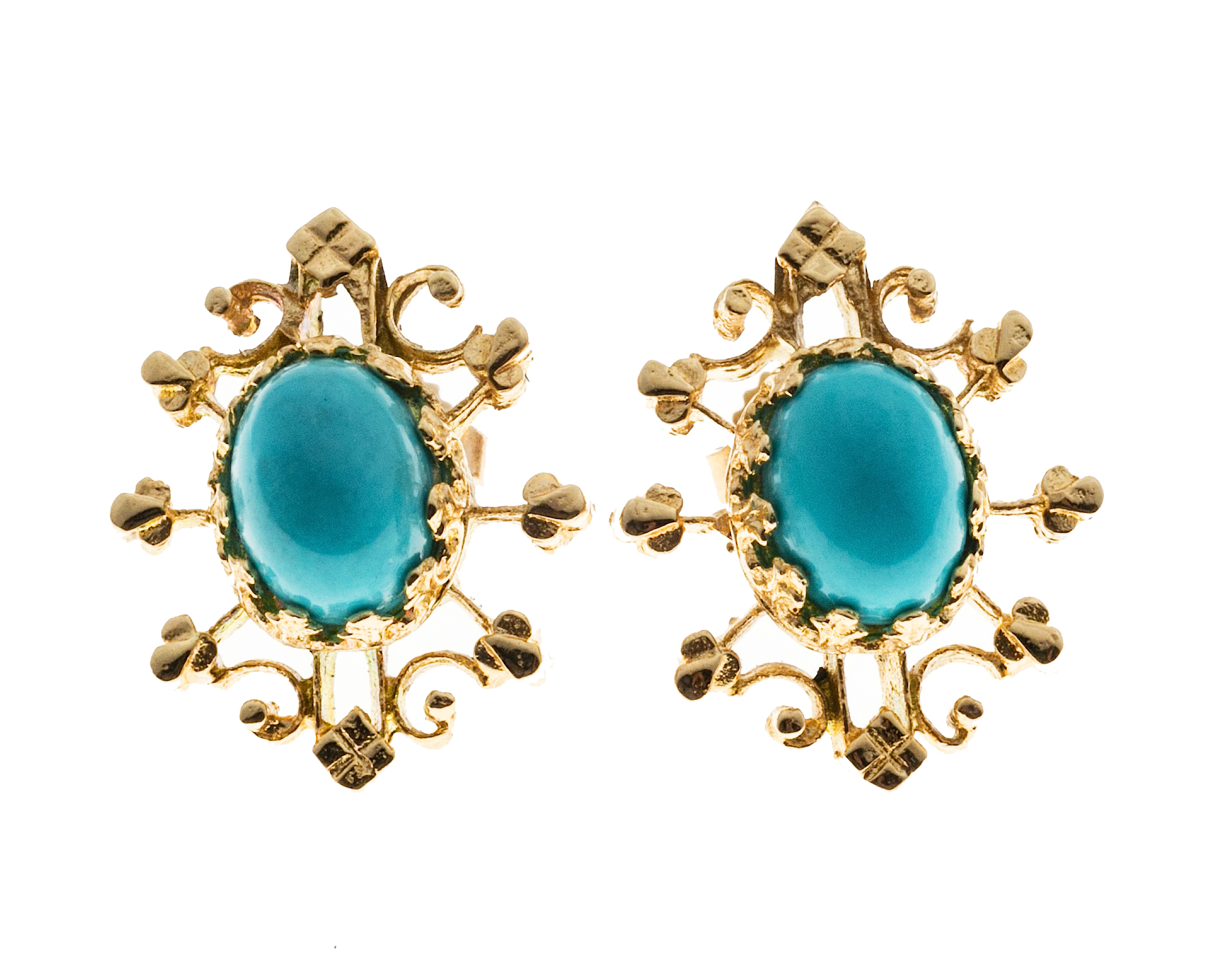 14K Rose Gold and Turquoise Earrings