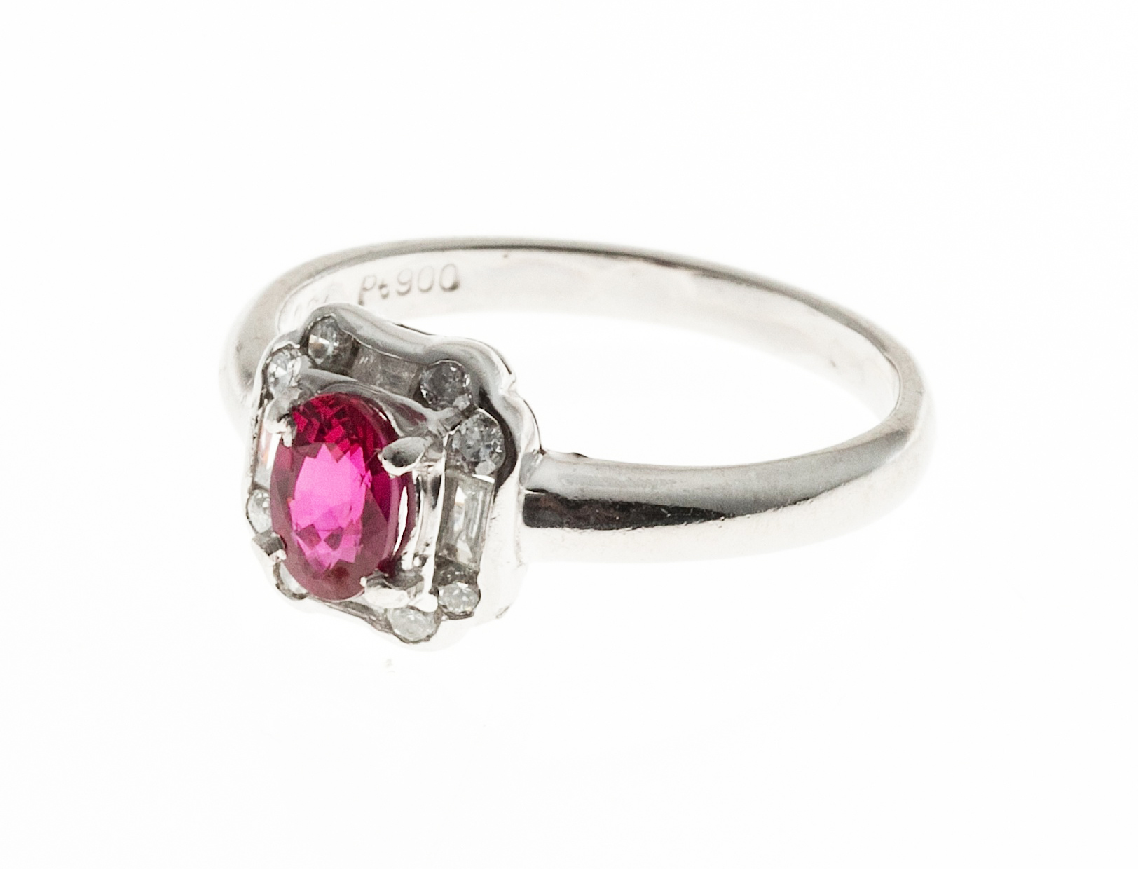 Platinum Ruby  Diamond Ring Size 6.25