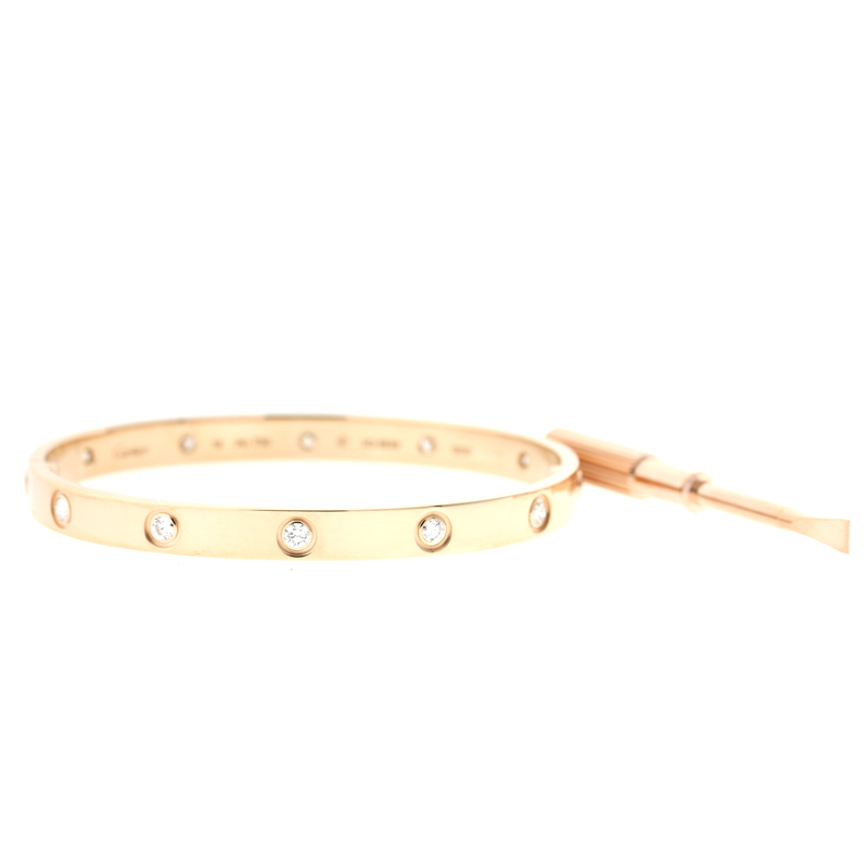 Cartier Love Bracelet Rose Gold with 10 Diamonds Size 16 B6040617 