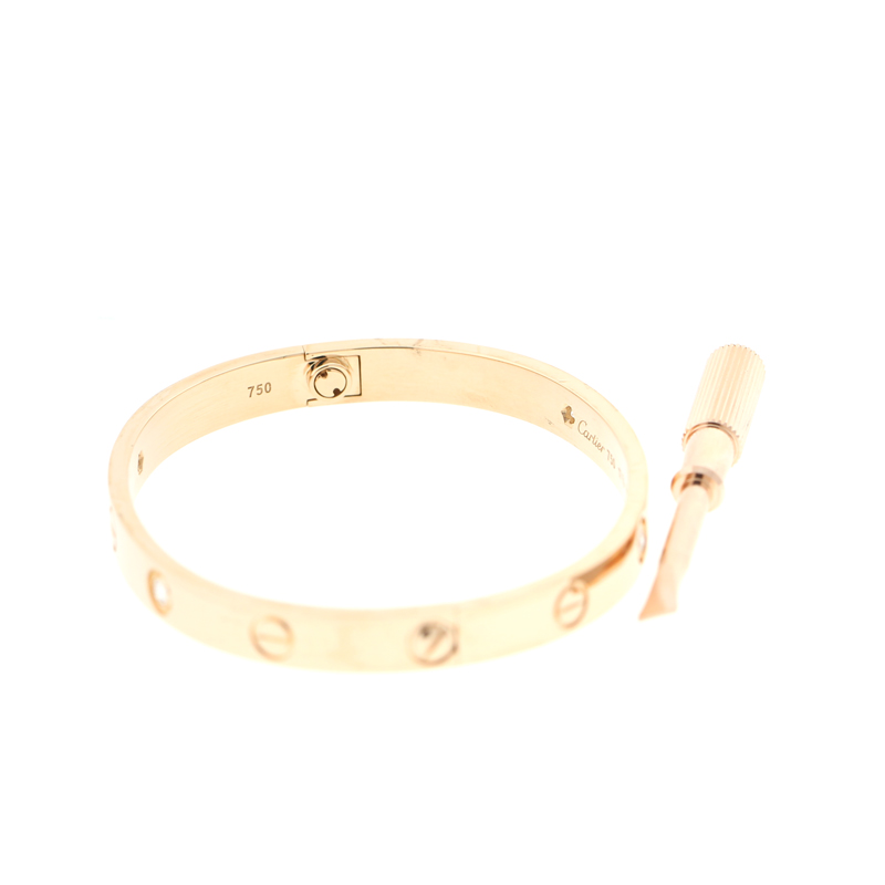 Cartier Love Bracelet 18K Rose Gold Half Diamond Size 18 | Cartier