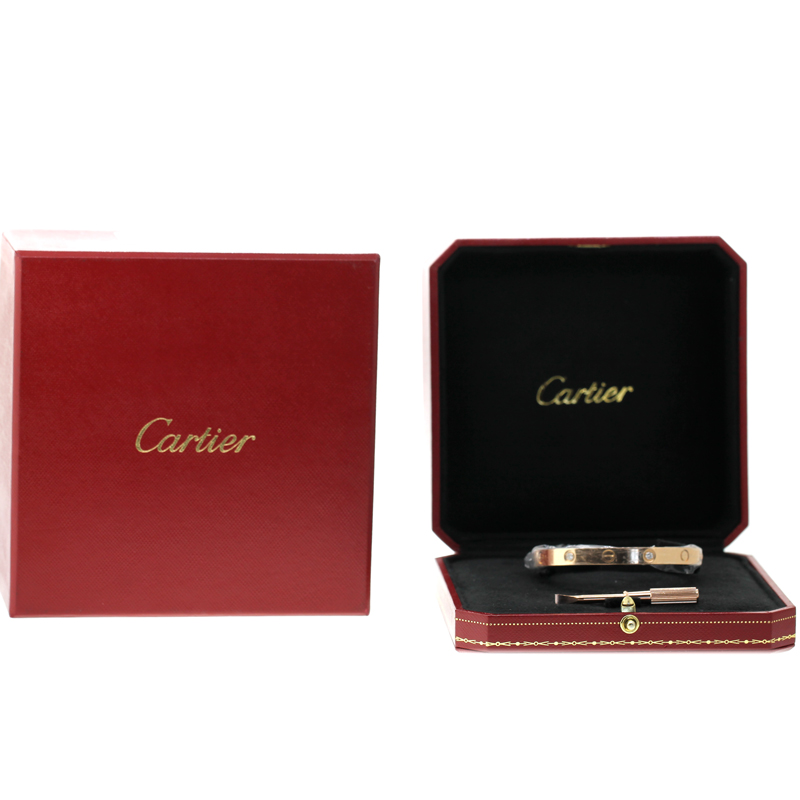 Cartier Love Bracelet 18K Rose Gold Half Diamond Size 16 | Cartier