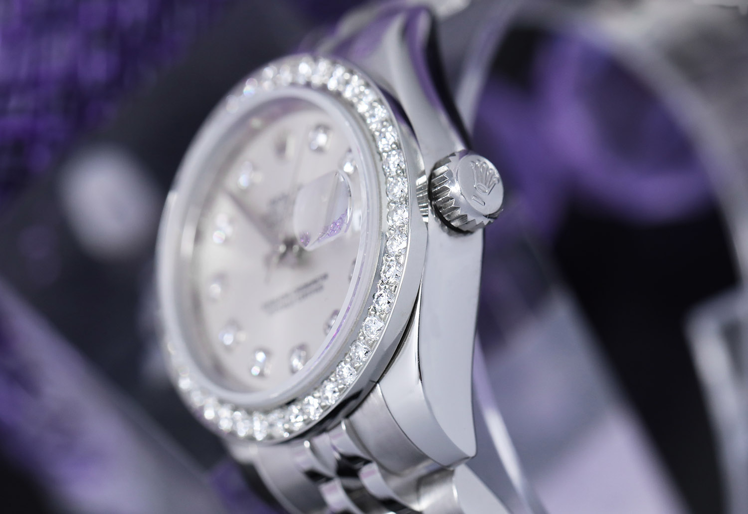 Rolex Lady-Datejust 26mm Steel Watch Factory Silver Diamond 