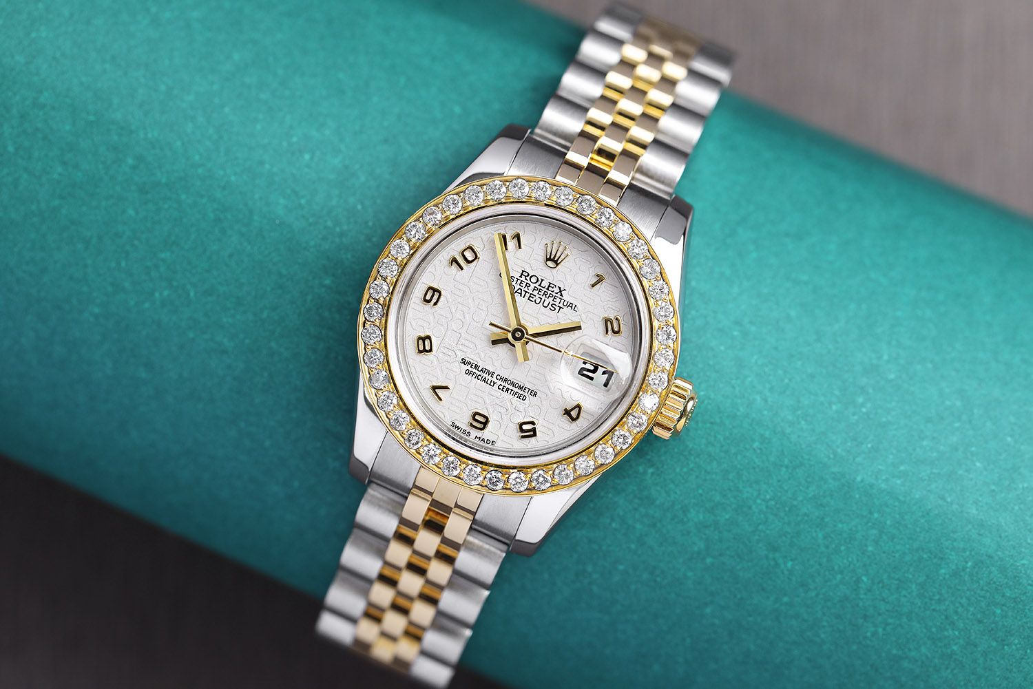 Rolex Ladies 18k Two Tone Factory Dial Watch LADIES ROLEX DATEJUST FACTORY DIAMOND DIAL TWO-TONE 18K  main image 3