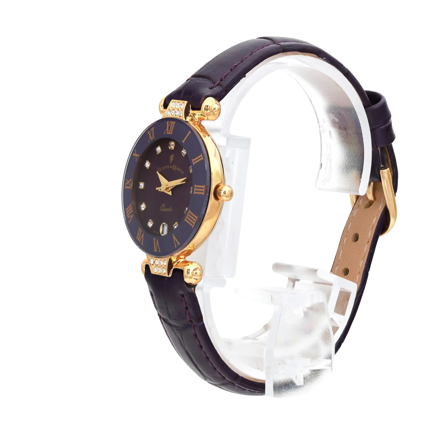 Jacques du Manoir Coupole 26 mm Leather Strap Purple Dial Ladies Watch