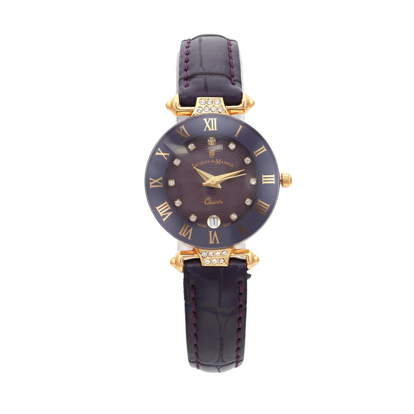 Jacques du Manoir Coupole 26 mm Leather Strap Purple Dial Ladies Watch