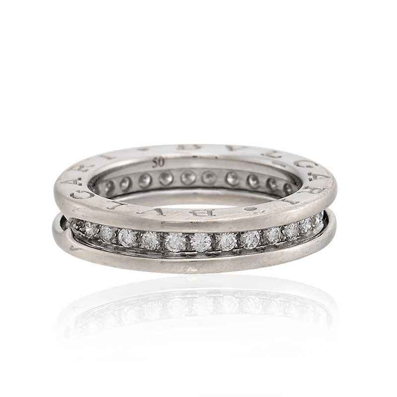Bulgari 18K White Gold with Diamonds One-Band Ring Size 5.5