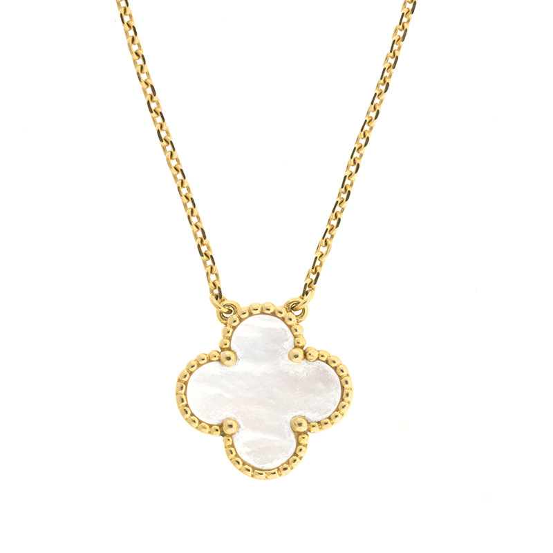Van Cleef & Arpels 18k Yellow Gold Mother of Pearl Necklace 