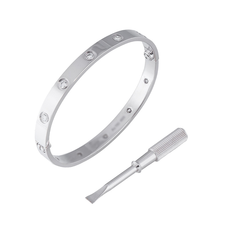 Cartier Love Bracelet White Gold with 10 Diamonds Size 18 B6040717 