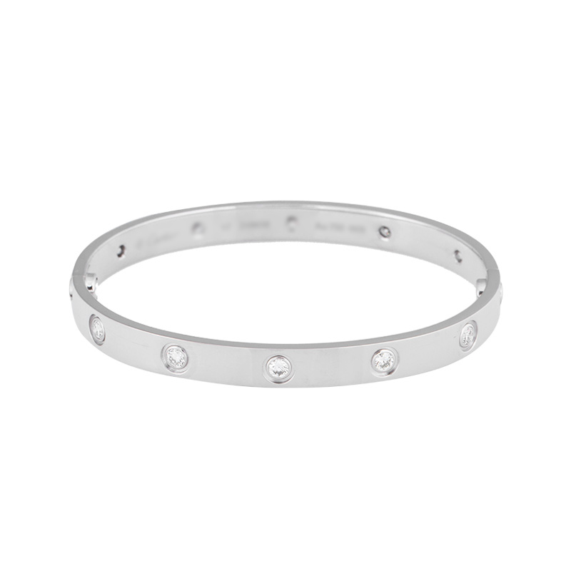 Cartier Love Bracelet 18K White Gold With Diamonds Size 19 