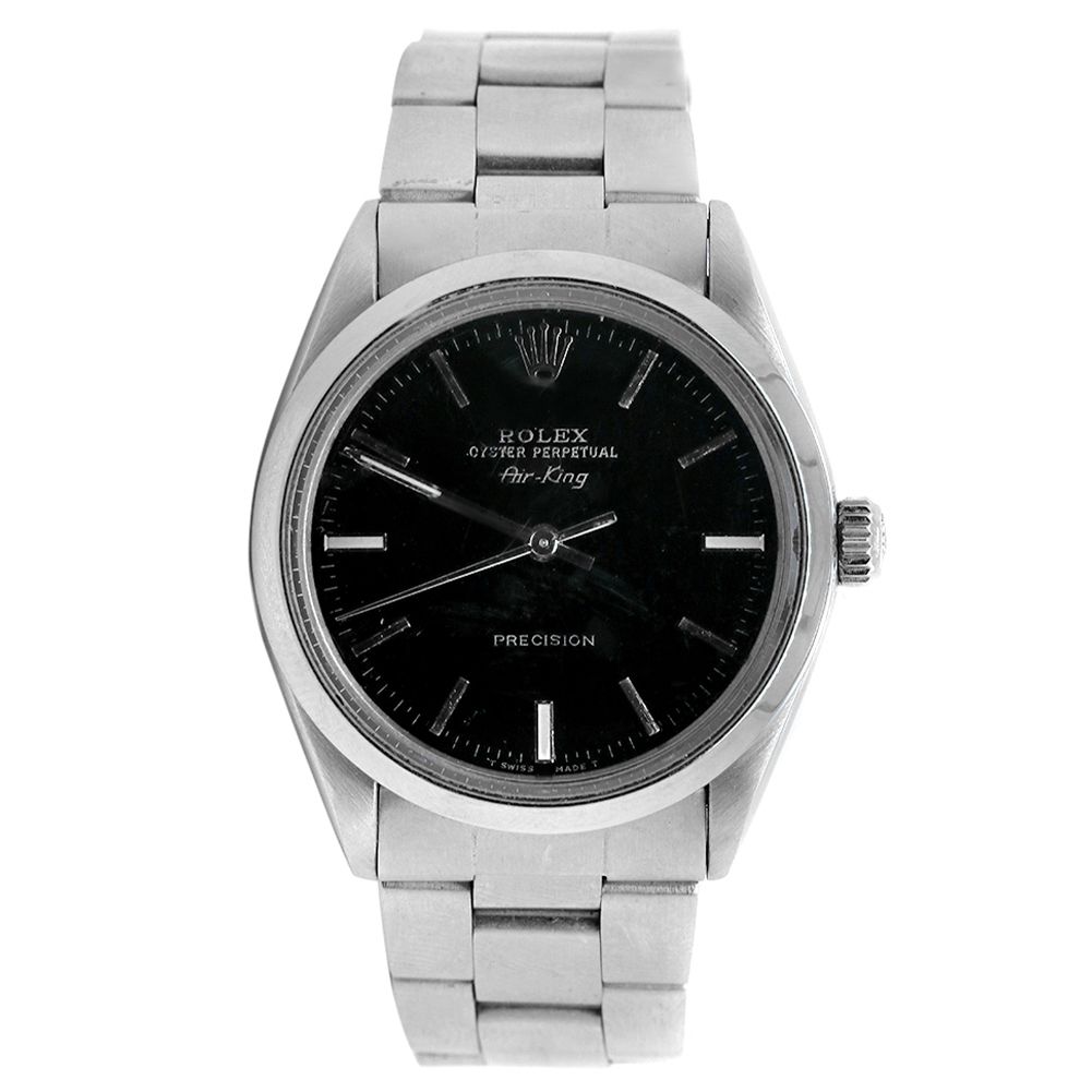 Rolex Air King Black Dial Stainless Steel Mens Watch Ref 14000