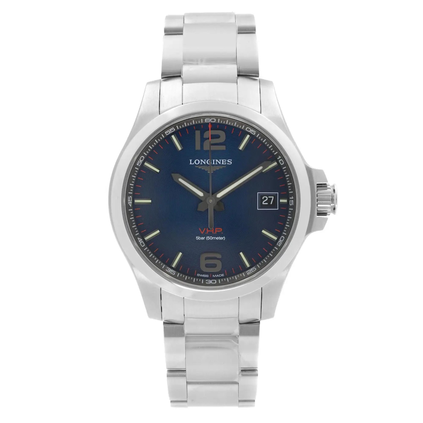 Longines Conquest V.H.P. 43mm Steel Blue Dial Men Quartz Watch