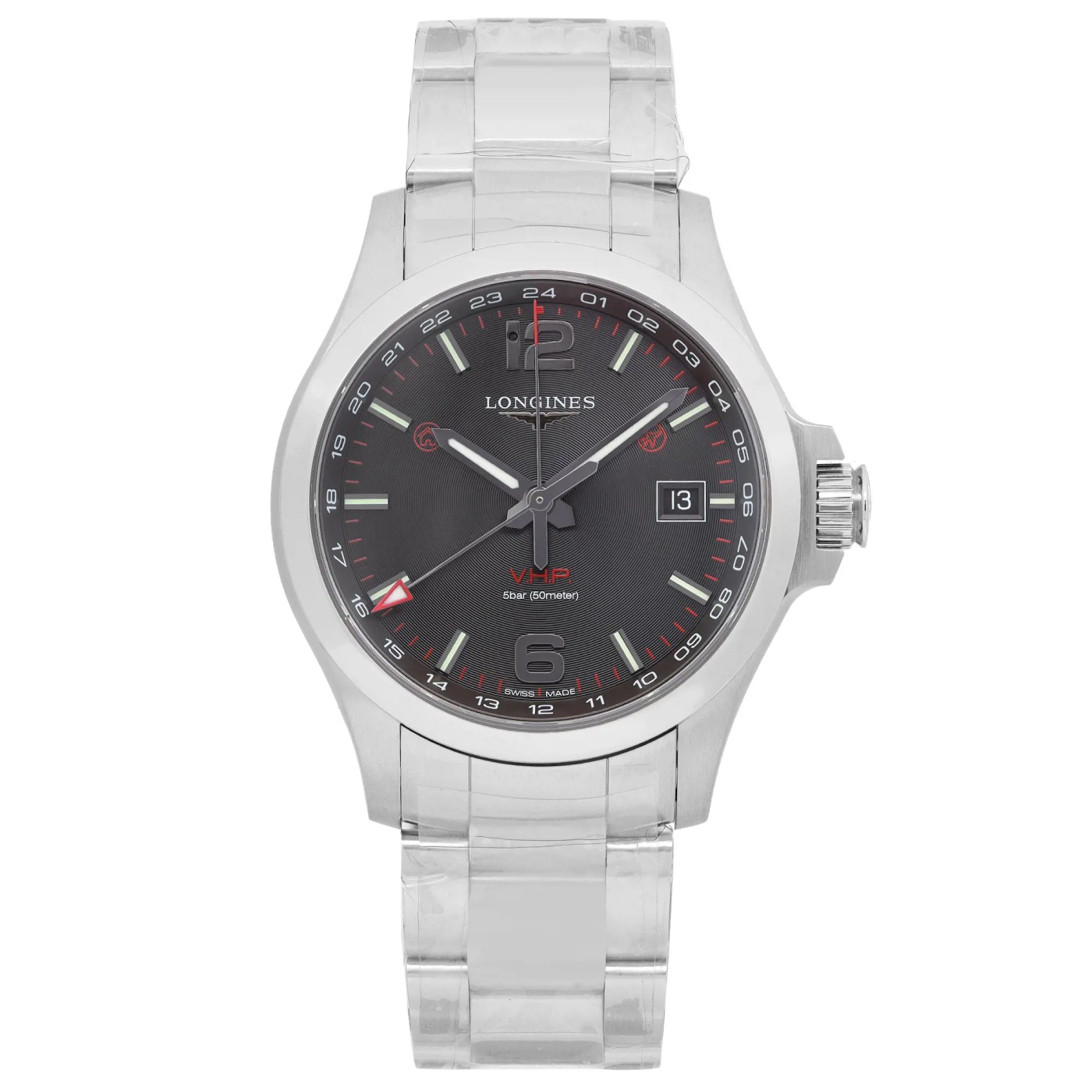 Longines Conquest V.H.P. GMT 43mm Steel Black Dial Quartz Watch