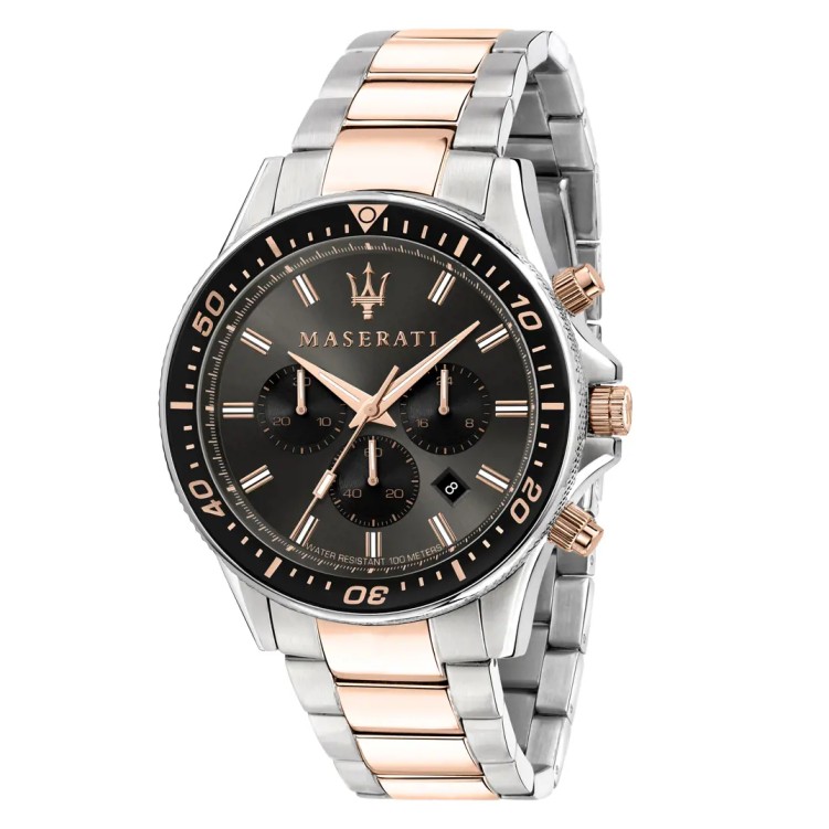 Maserati Sfida 44mm Two-Tone Steel Black Dial Quartz Mens Watch