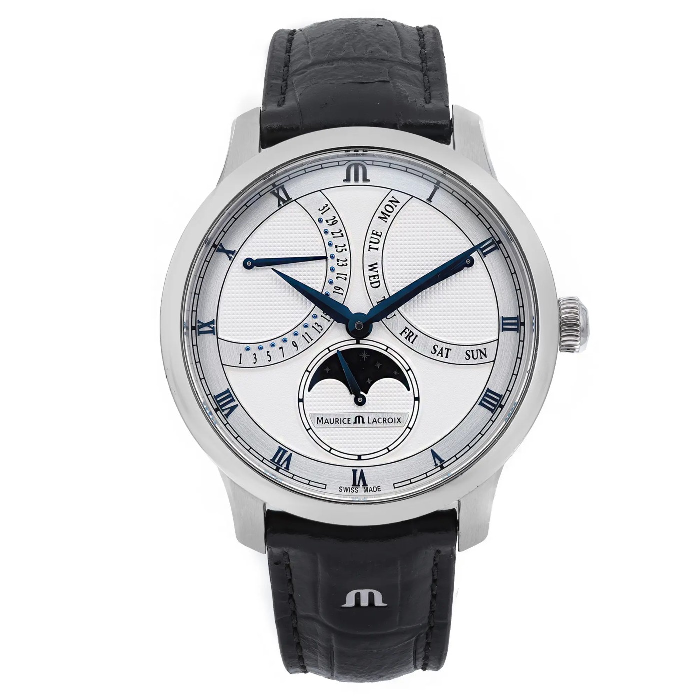 Maurice Lacroix Masterpiece Moonphase Steel Silver Dial Watch