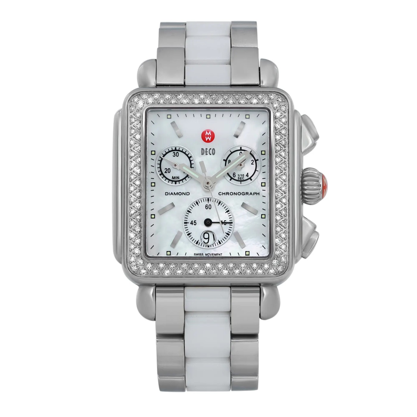Michele Deco Chronograph 33MM Steel MOP Dial Quartz Ladies Watch