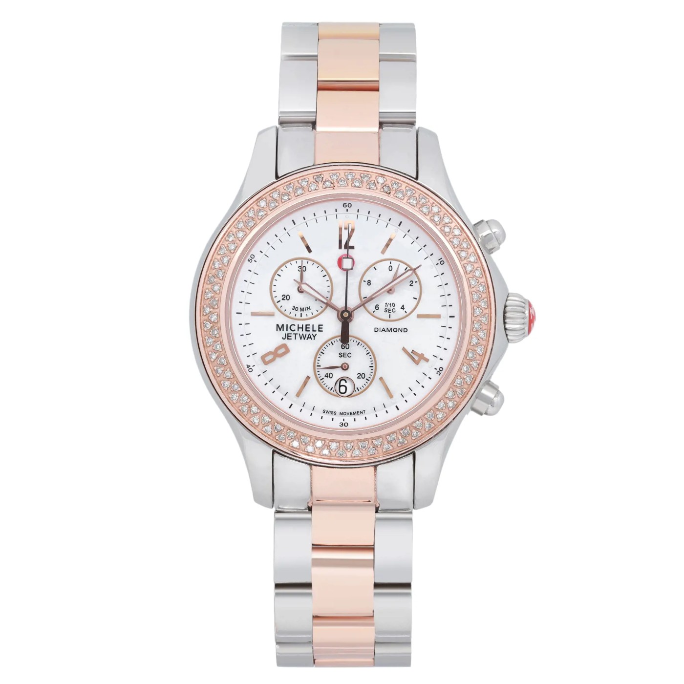 Michele Jetway 40mm Steel 0.50cttw Diamond Quartz Ladies Watch