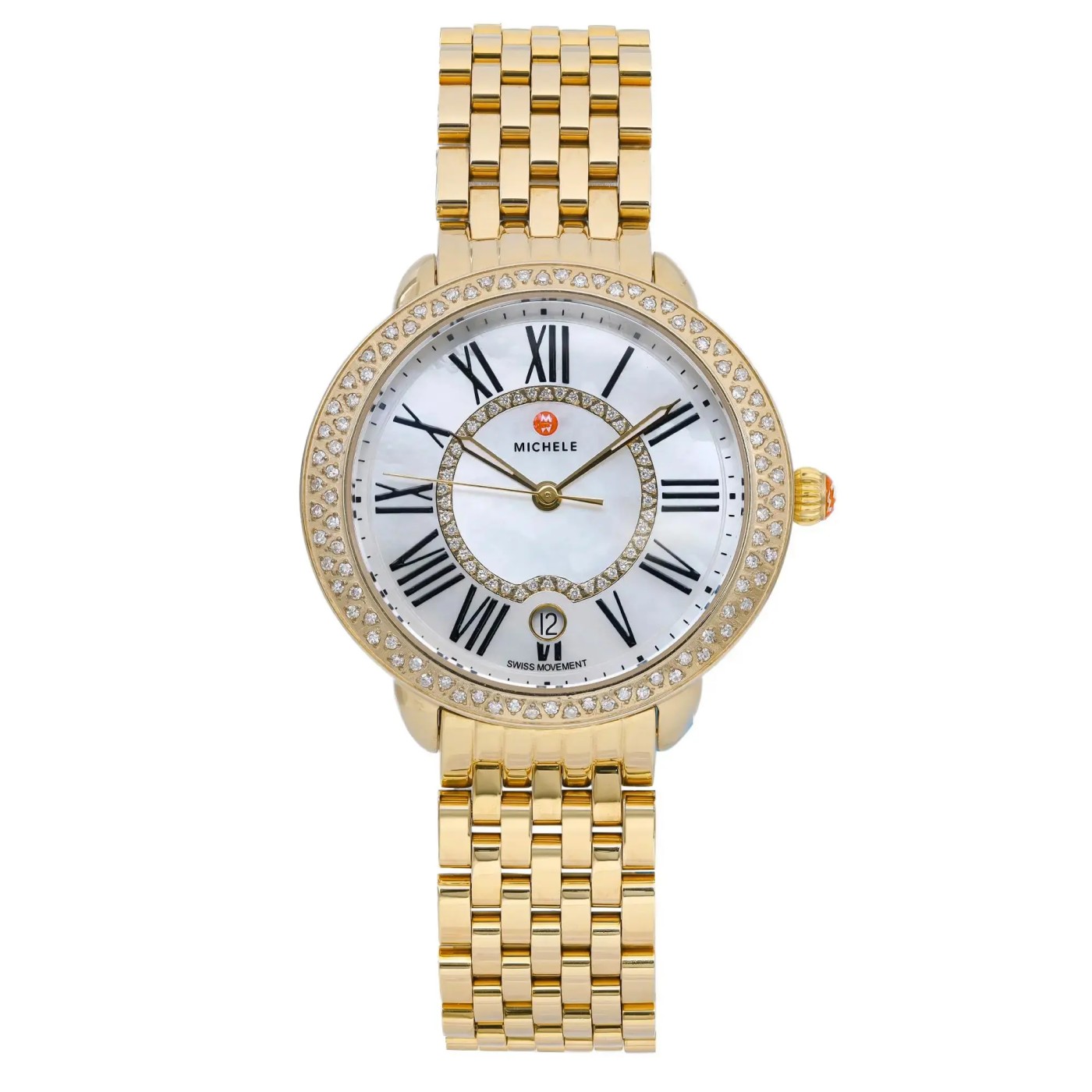 Michele Serein 16 36mm Steel Dimond MOP White Dial Ladies Watch