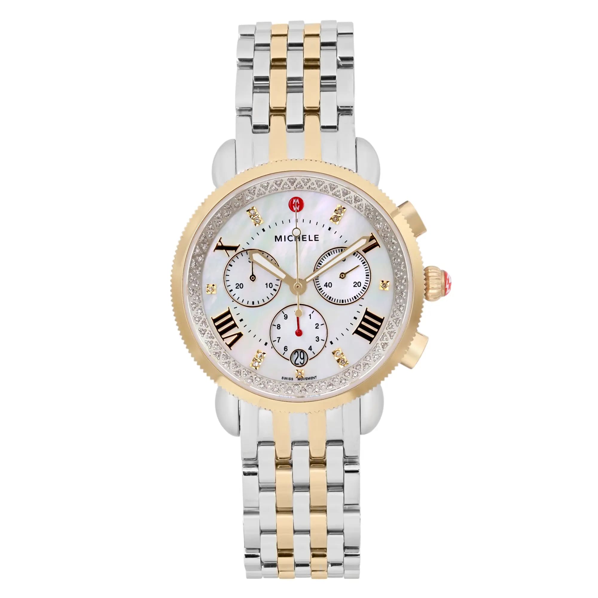 Michele Sport Sail 38MM Diamond MOP Two Tone Watch 