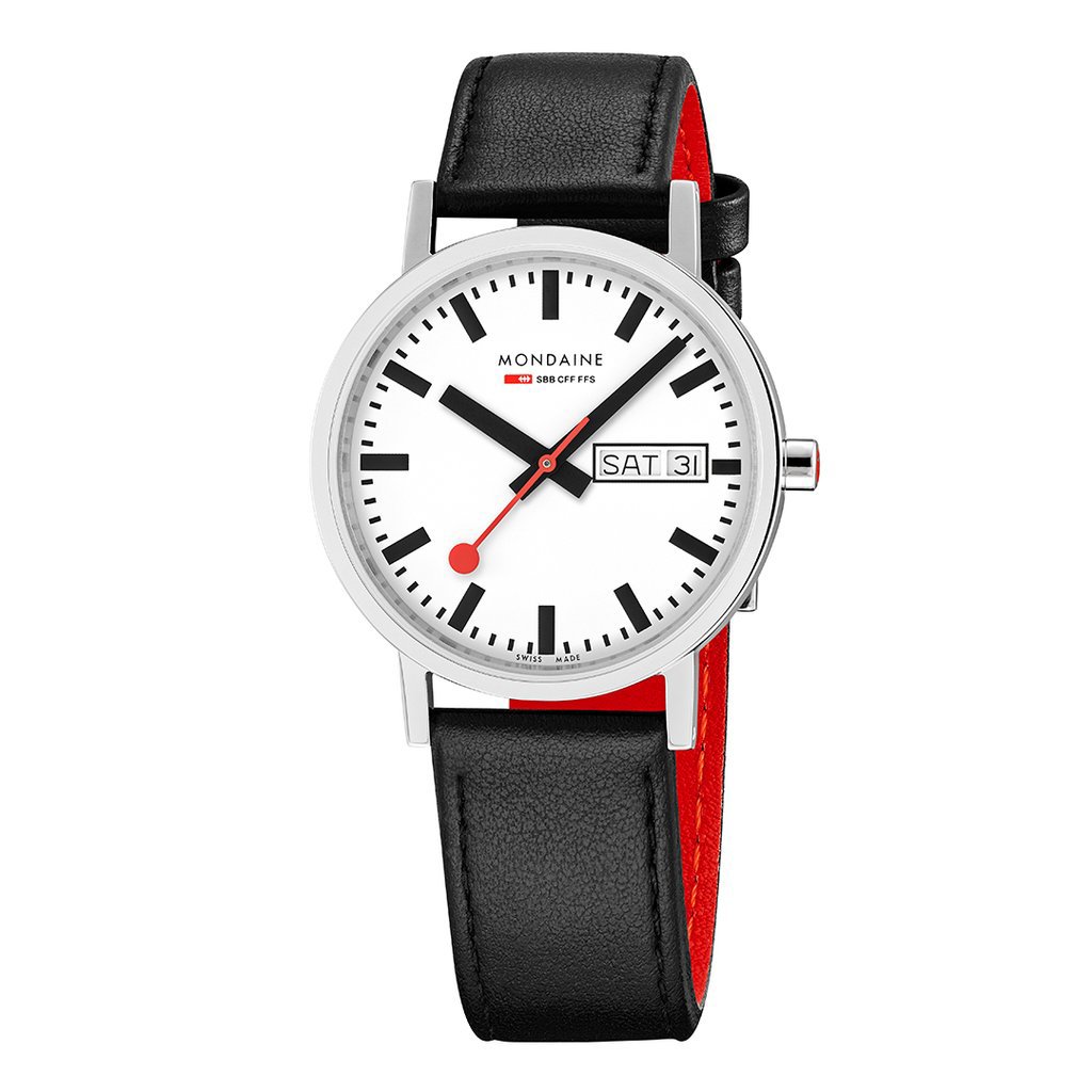 Mondaine Classic Day Date 36mm Steel White Dial Ladies Watch