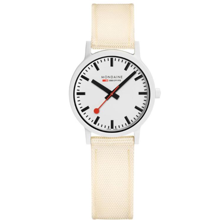 Mondaine Essence 32mm White Dial Nylon Ladies Watch