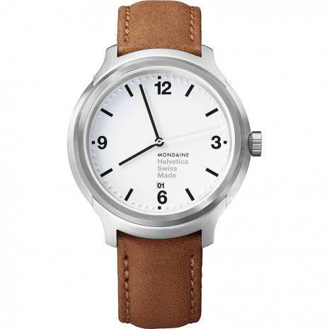 Mondaine Helvetica No1 Bold 43mm Steel White Dial Men Quartz Watch