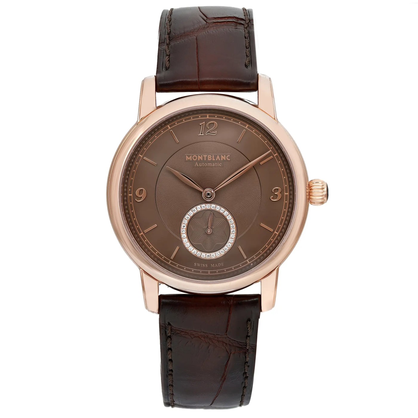 Montblanc Star Legacy 36mm 18K Rose Gold Brown Diamond Dial Watch