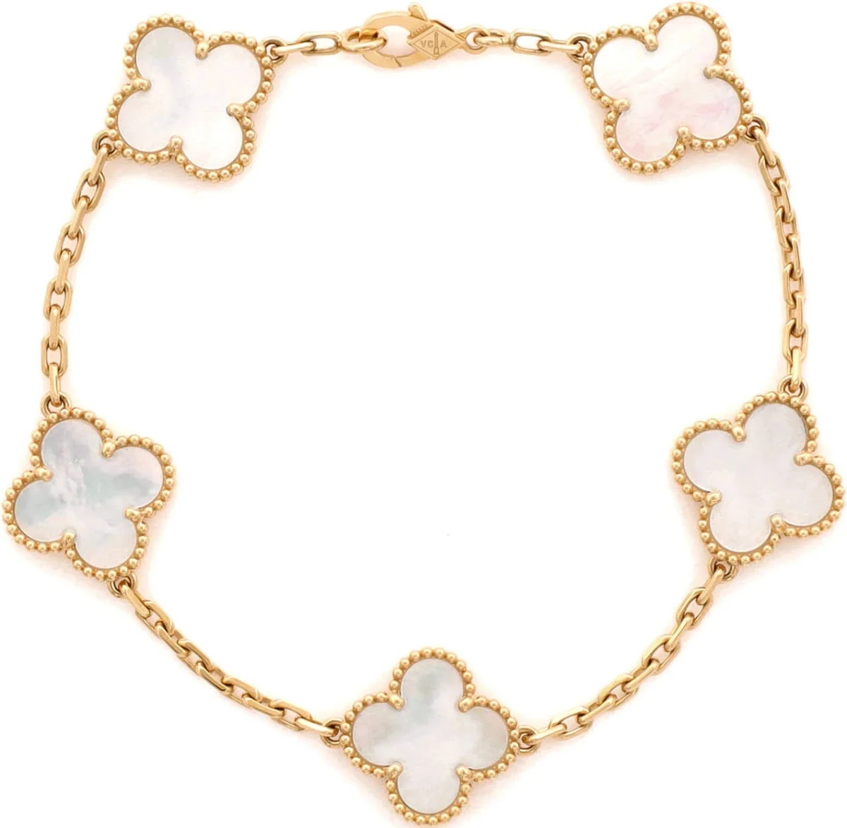 Van Cleef & Arpels 18k Yellow Gold Vintage Alhambra 5 Motif Bracelet