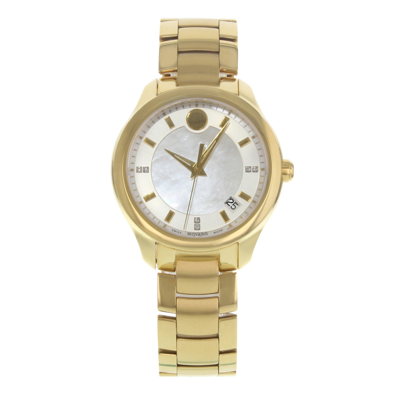 Movado Bellina Gold tone Steel PVD MOP Dial Quartz Ladies Watch
