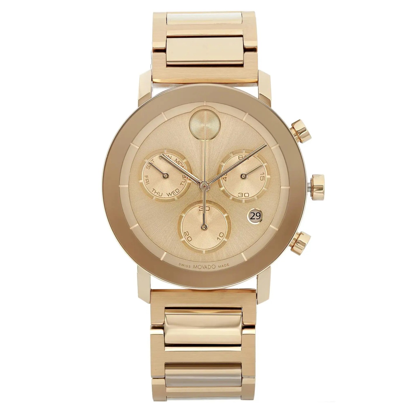 Movado Bold Evolution 42mm Gold Tone Gold Dial Quartz Men Watch