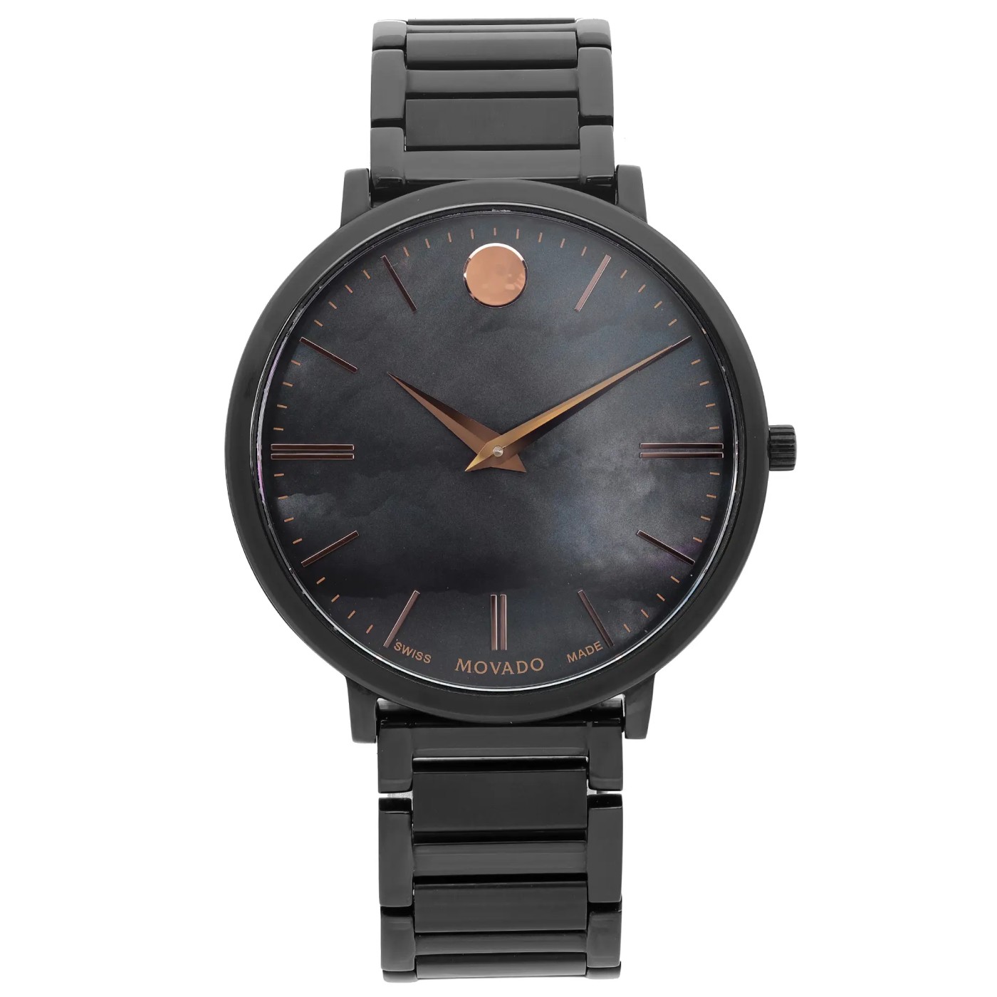 Movado Ultra Slim 35mm PVD Steel Black MOP Dial  Ladies Watch