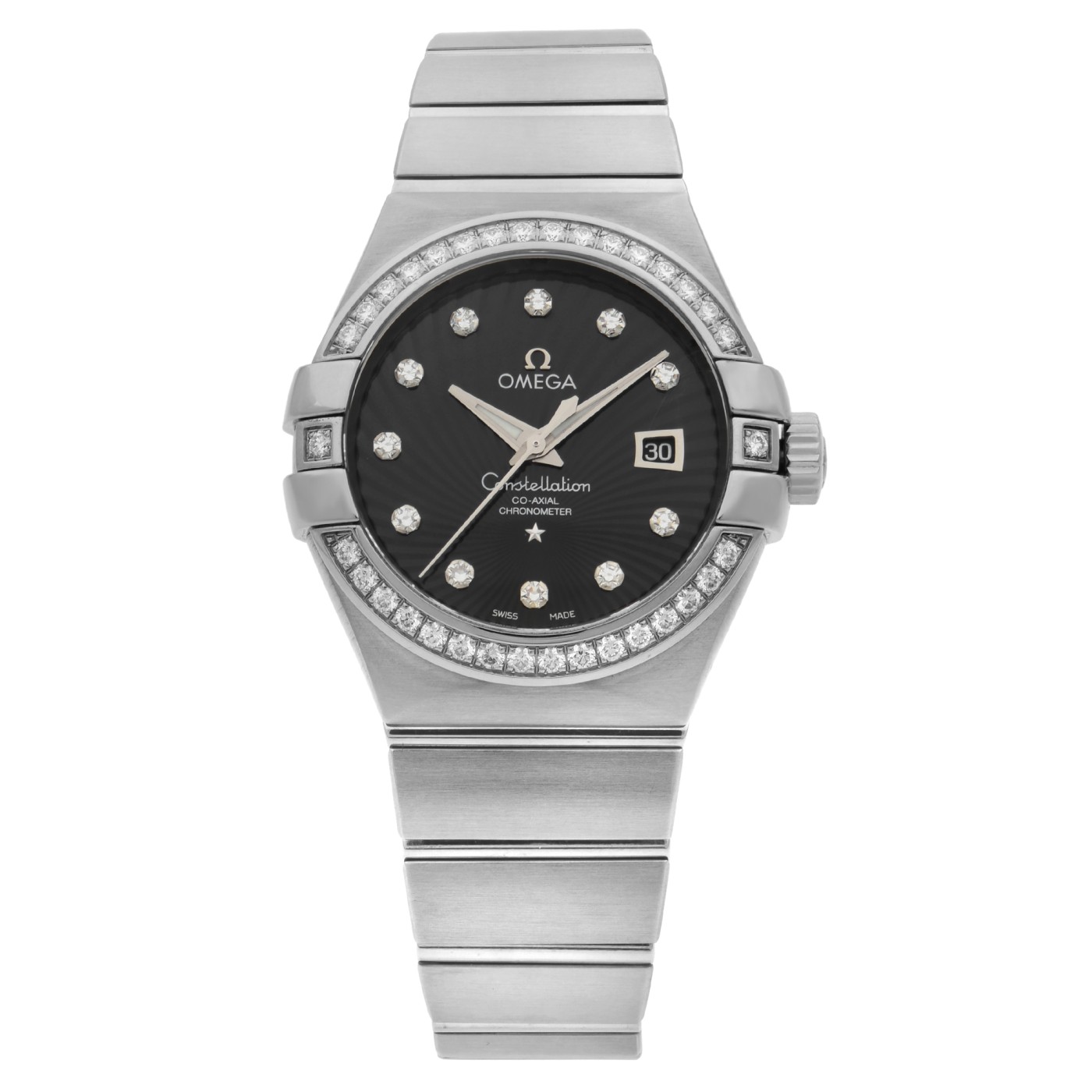 Omega Constellation 18K White Gold Black Dial Ladies Watch