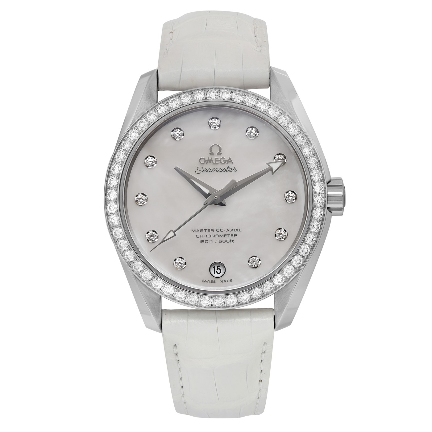 Omega Seamaster Aqua Terra Steel MOP Diamond Dial Automatic Watch