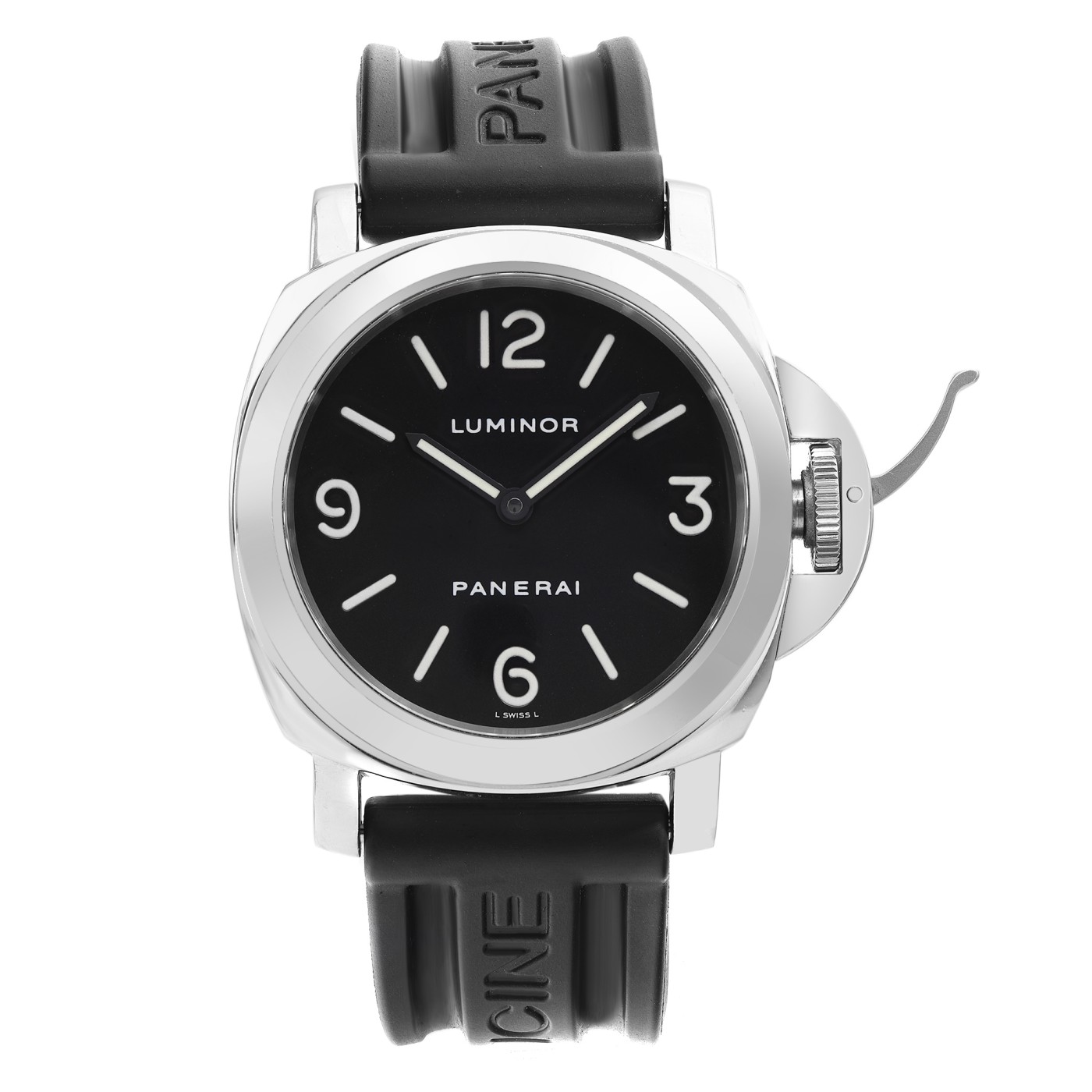 Panerai Luminor 44mm Stainless Steel Black Dial Hand Wind Mens Watch