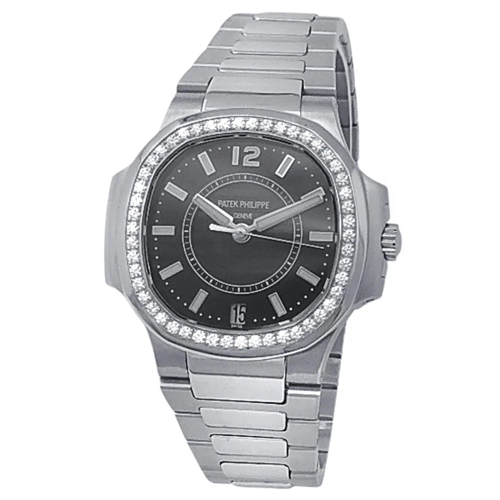 Patek Philippe Nautilus Stainless Steel Diamonds Black Ladies Watch 7008/1A-010