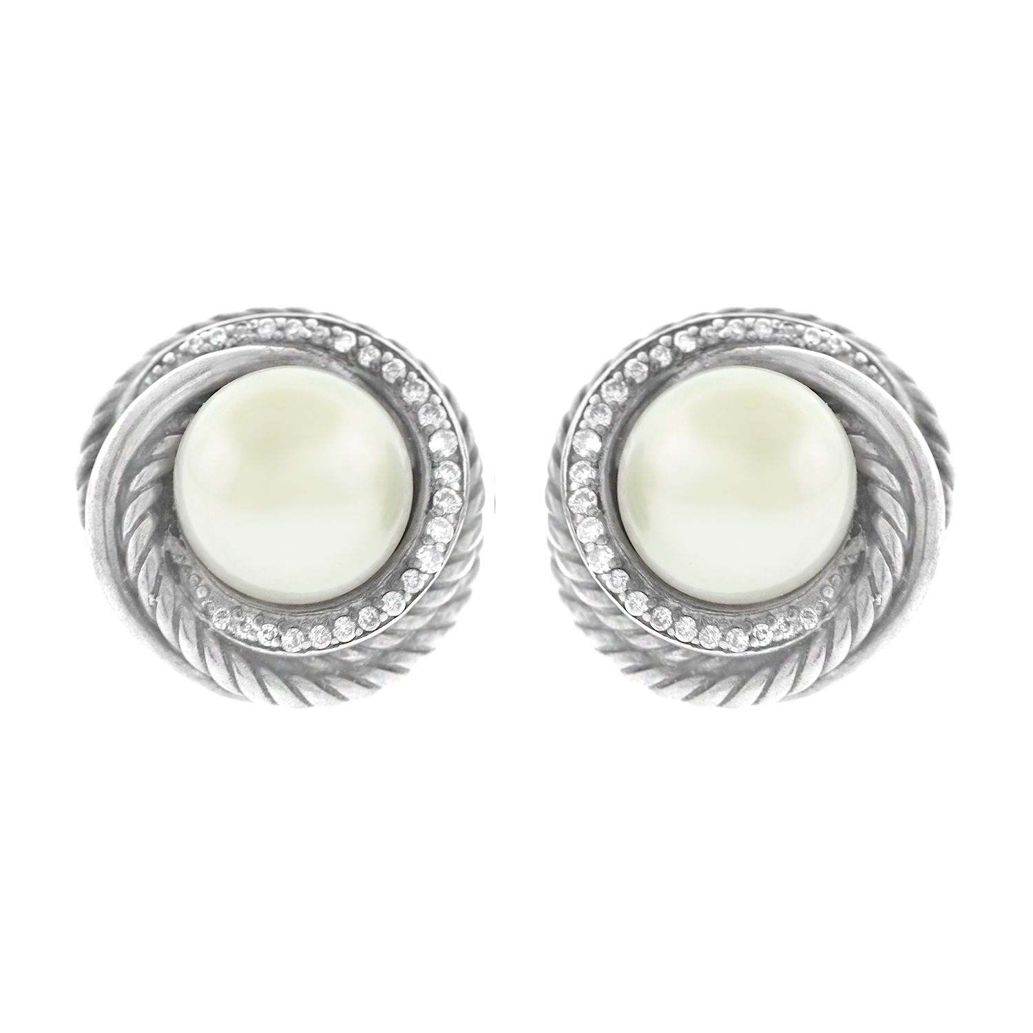 David Yurman Pearl and Diamond Earrings