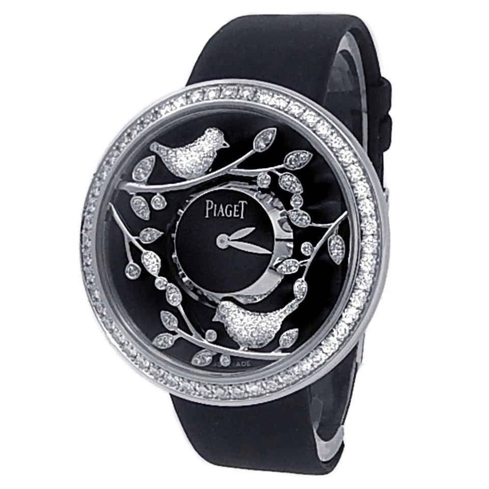 Piaget Limelight Garden Party 18k White Gold Diamond Black Ladies Watch G0A36169