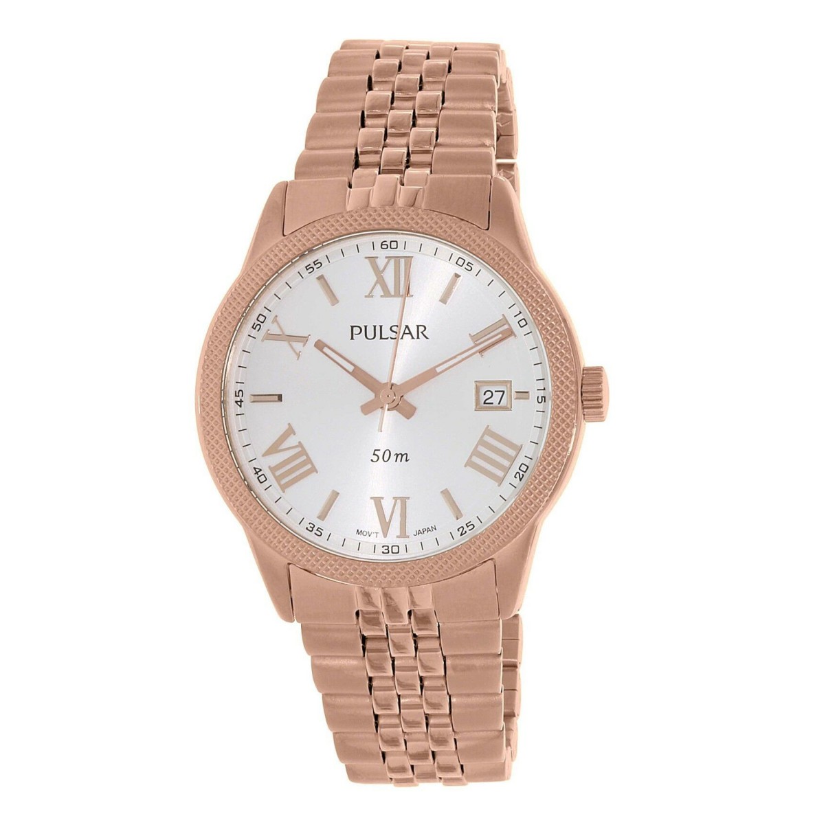 Pulsar Rose Gold Tone Stainless Steel Silver Dial Quartz Womens Watch