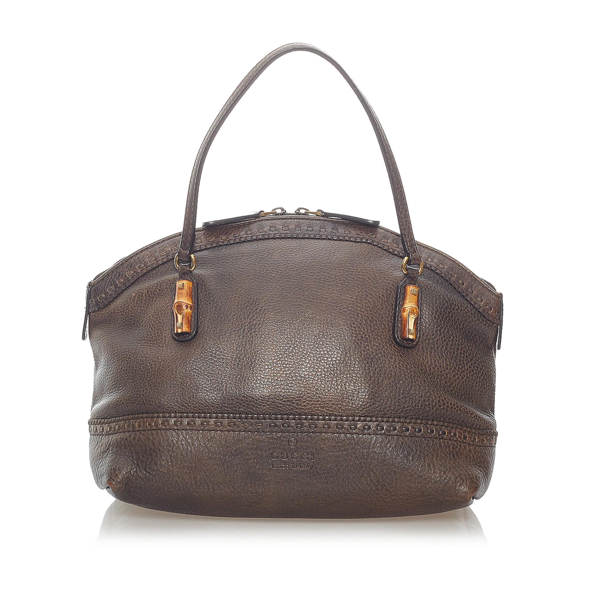 Gucci Bamboo Crafty Leather Handbag