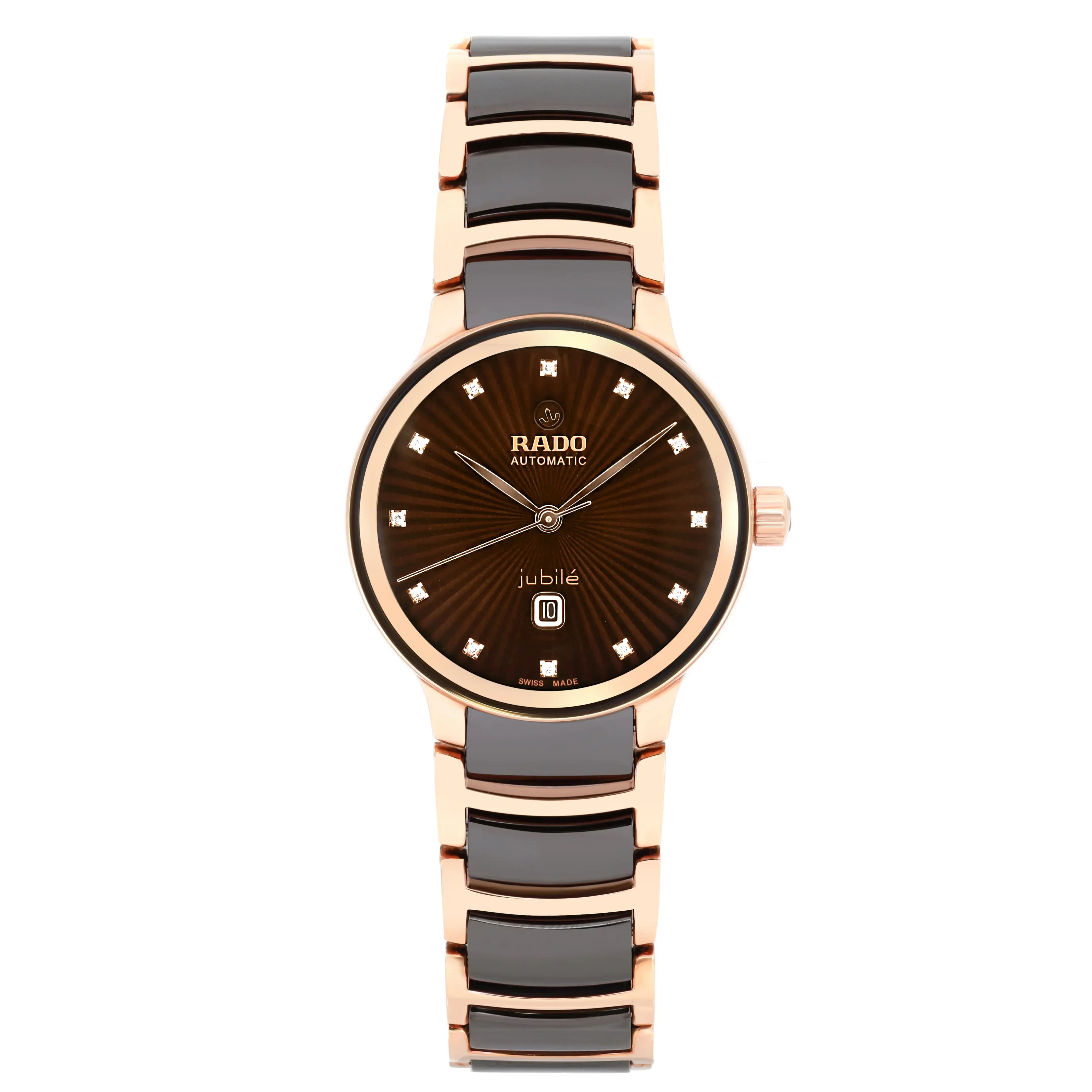 Rado Centrix 30.5 Ceramic Steel Diamond Brown Dial Ladies Watch