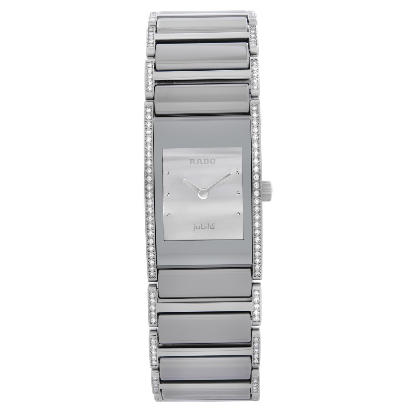Rado Integral Steel Ceramic Diamonds Silver Dial Quartz Ladies Watch
