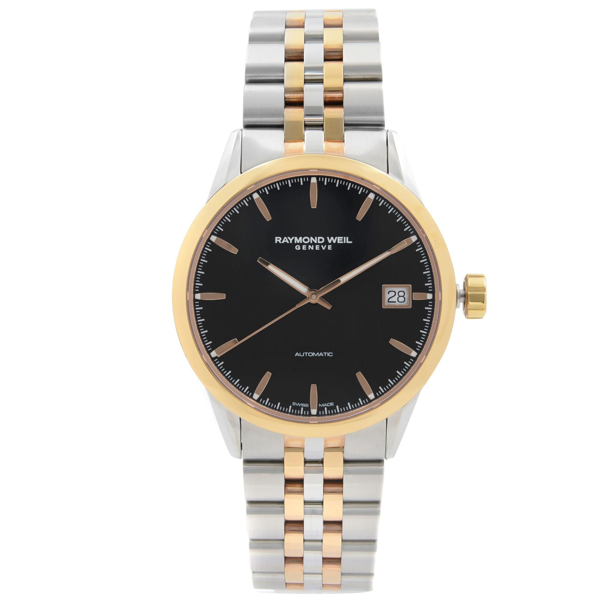Raymond Weil Freelancer Two Tone Black Dial Automatic Mens Watch