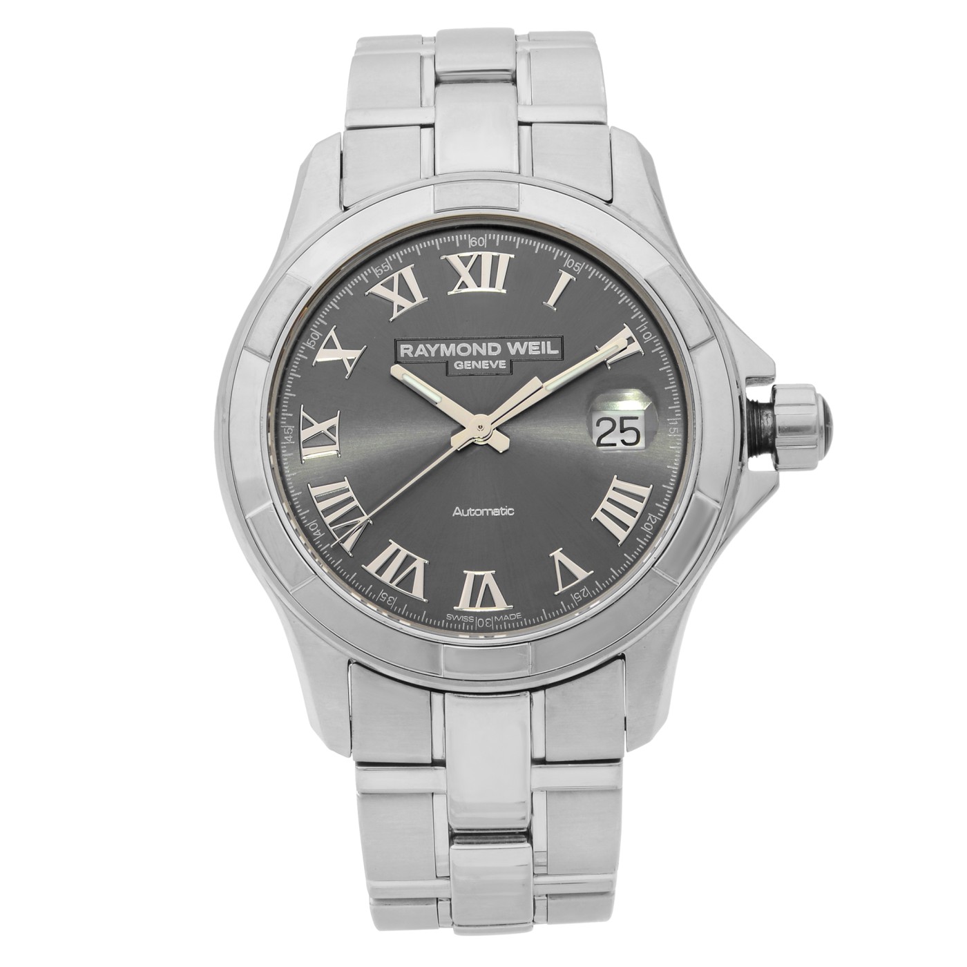 Raymond Weil Parsifal Gray Roman Dual Steel Automatic Mens Watch