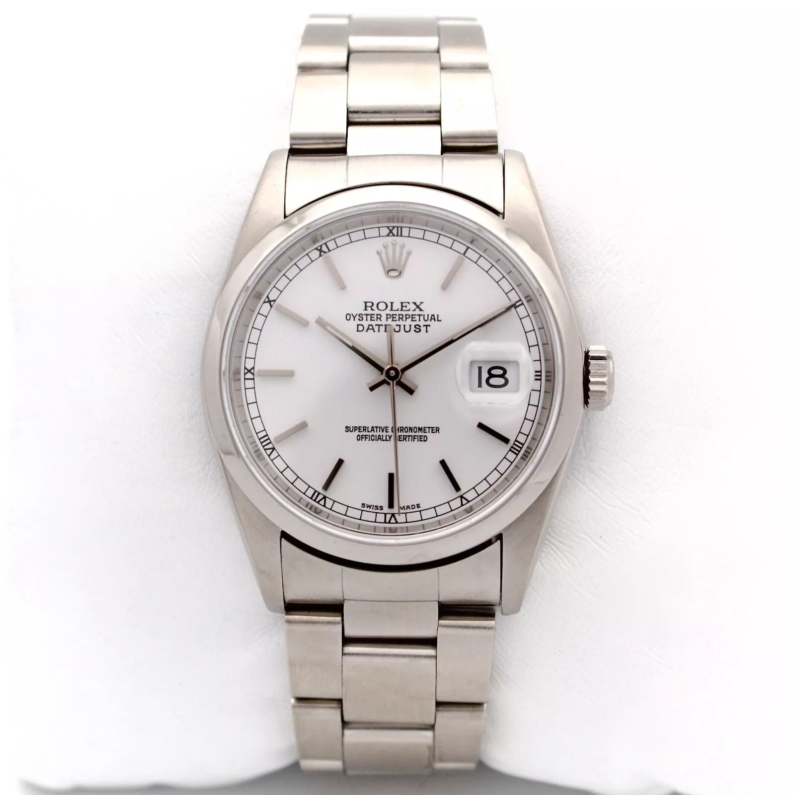 Rolex Datejust 36 36mm 16200 White Dial Automatic Steel Oyster Band w. Box