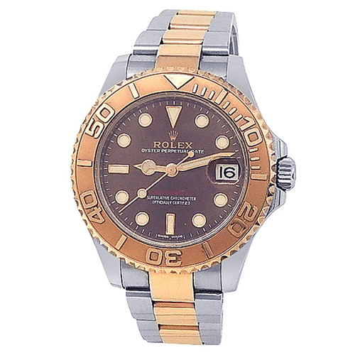 Rolex Yacht-Master 18k Rose Gold Stainless Steel Chocolate Midsize Watch 268621