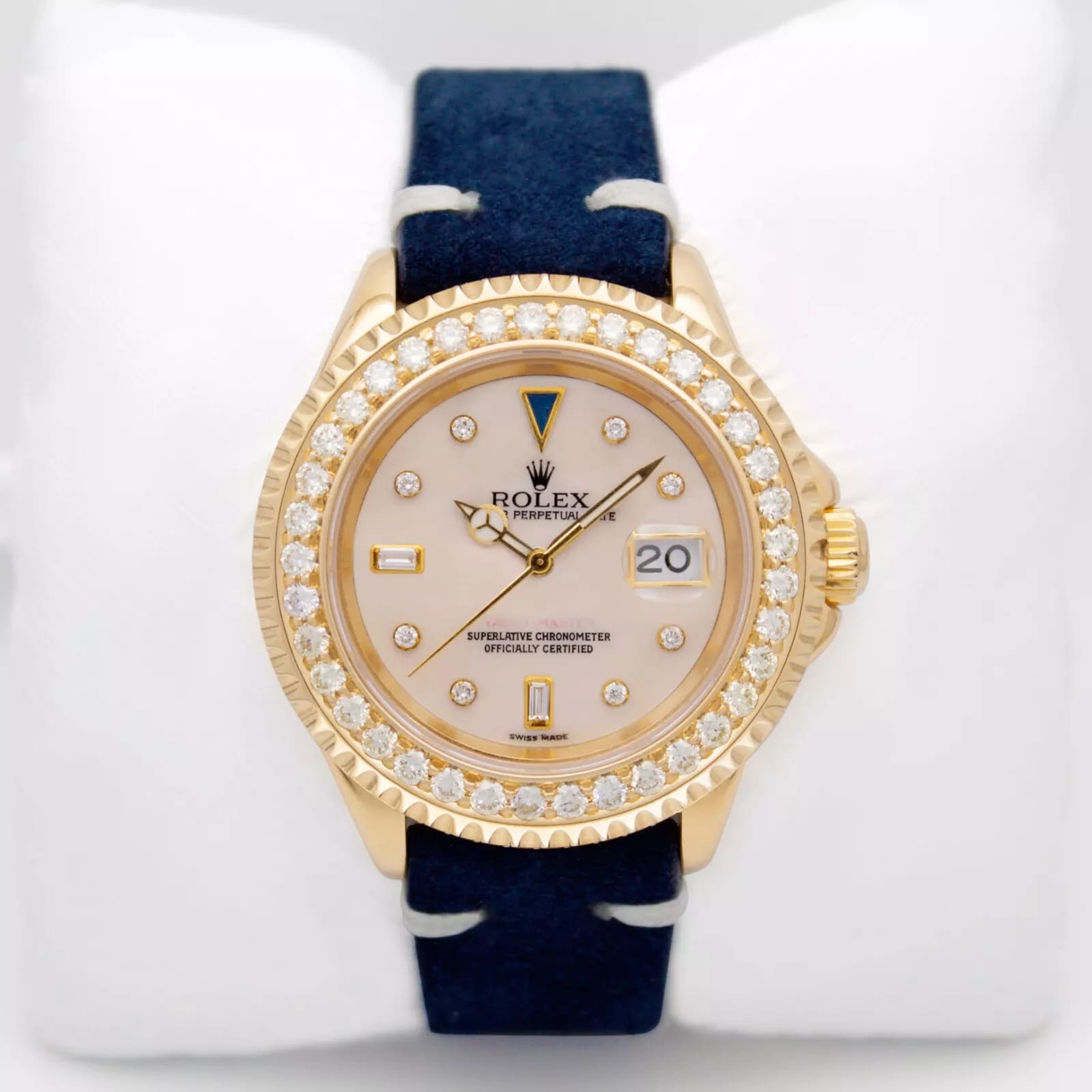 Rolex Yacht-Master 40mm 16628 Custom Diamond Bezel White MOP Dial Auto 18k w.B