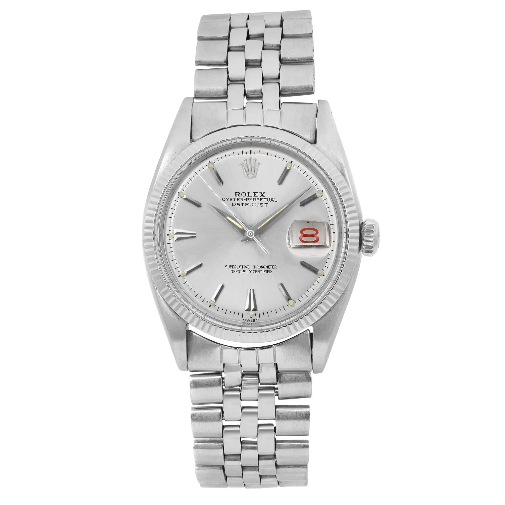 Rolex Datejust 36mm Steel Pie Pan Silver Dial Men Automatic Watch 