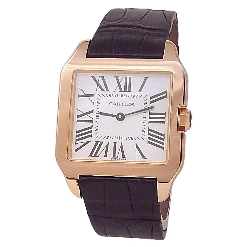 Cartier Santos Dumont 18k Rose Gold Quartz Silver Dial Ladies Watch