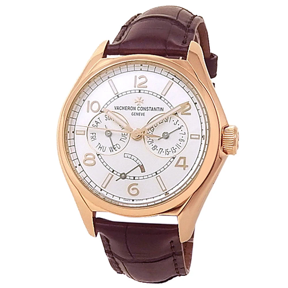 Vacheron Constantin Fiftysix 18k Rose Gold Day-Date Silver Watch