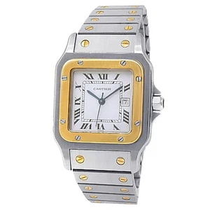 Cartier Santos Carree 18k Yellow Gold White Ladies Watch