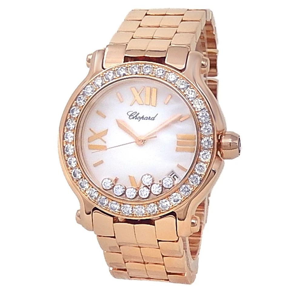Chopard Happy Sport 18k Rose Gold Diamond Ladies Watch